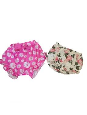 Pink Daisy & Cream Floral Baby Bloomers Bundle Set of 2, 6/12M